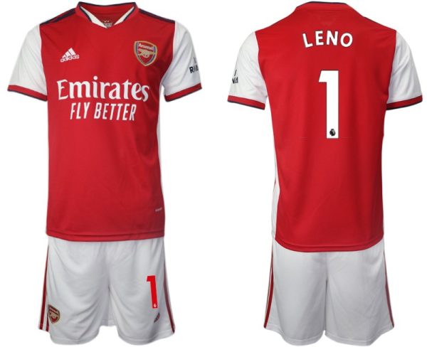 Arsenal Heimtrikot 2022 Fußball Kit Leno 1# Herren Kurzarm rot + Kurze Hosen