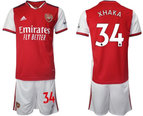 FC Arsenal Heimtrikot 2022 Xhaka 34# Herren rot Kurzarm + Kurze Hosen