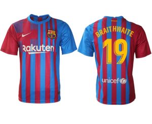 FC Barcelona Herren Heimtrikot 21/22 blau/rot mit Braithwaite 19 Individualdruck gelb