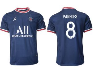 Paris Saint Germain Heimtrikot 2021/22 dunkelblau/weiß mit Aufdruck Paredes 8