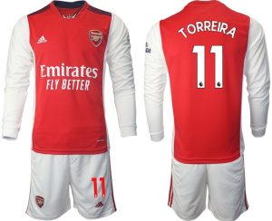 Personalisierbar Trikotsatz Arsenal Heimtrikot 2022 Lange Ärmel mit Aufdruck Torreira 11