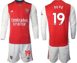 Personalisierbar Trikotsatz FC Arsenal Heimtrikot 2022 Langarm weiß/rot PEPE 19