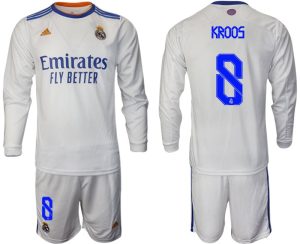 Real Madrid Heimtrikot 2022 weiß Langarm Trikotsatz mit Aufdruck Kroos 8