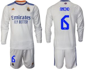 Real Madrid Heimtrikot 2022 weiß Langarm Trikotsatz mit Aufdruck Nacho 6