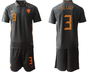 DE LIGT 3 Niederlande Auswärtstrikot 2020-2021 schwarz EM Away Herren