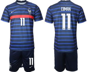 Günstige Trikotsatz Frankreich Heimtrikot EM 2022 Blau mit Aufdruck Coman 11