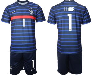 Günstige Trikotsatz Frankreich Heimtrikot EM 2022 Blau mit Aufdruck LLORIS 1