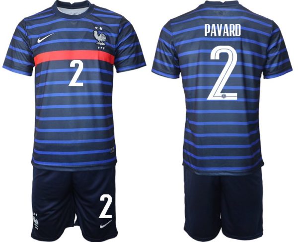 Günstige Trikotsatz Frankreich Heimtrikot EM 2022 Blau mit Aufdruck Pavard 2