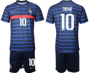 Günstige Trikotsatz Frankreich Heimtrikot EM 2022 Blau mit Aufdruck ZIDANE 10