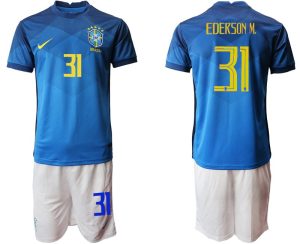 Herren Brasilien Auswärtstrikot 2020/21 blau mit Aufdruck EDERSON M. 31