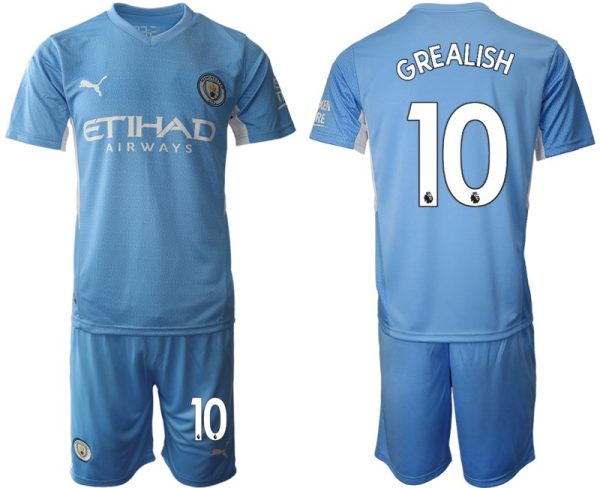 Manchester City 2022 Heimtrikot hellblau/weiß Kurzarm + Kurze Hosen GREALISH 10