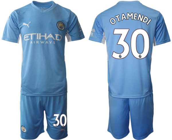 Manchester City 2022 Heimtrikot hellblau/weiß Kurzarm + Kurze Hosen OTAMENDI 30