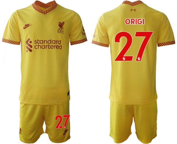Personalisierbar Trikotsatz Liverpool FC Ausweichtrikot 2021/22 gelb-rot ORIGI 27