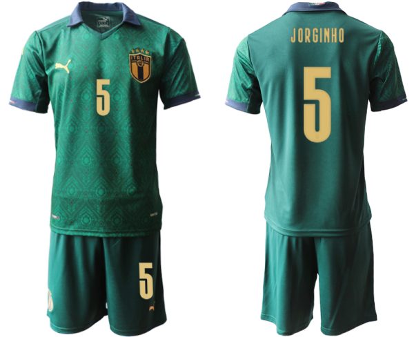 Herren Italien 2020 Ausweichtrikot Grün Kurzarm + Kurze Hosen JORGINHO 5