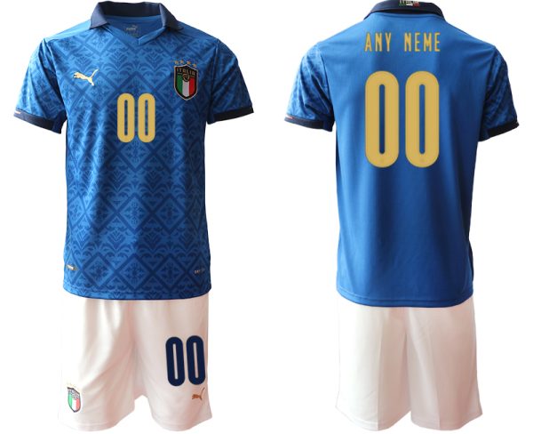 Herren Italien Heimtrikot EM 2020-2021 blau weiß Trikotsatz Anpassbare Name und Nummer