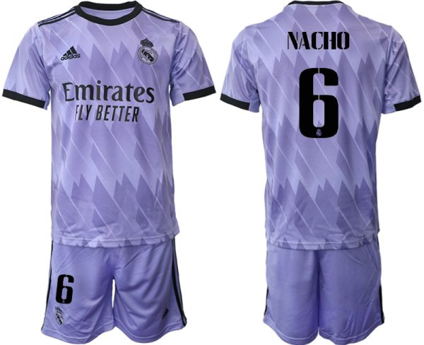 Herren Fußballtrikot Real Madrid 2022-2023 Auswärtstrikots mit Aufdruck NACHO 6